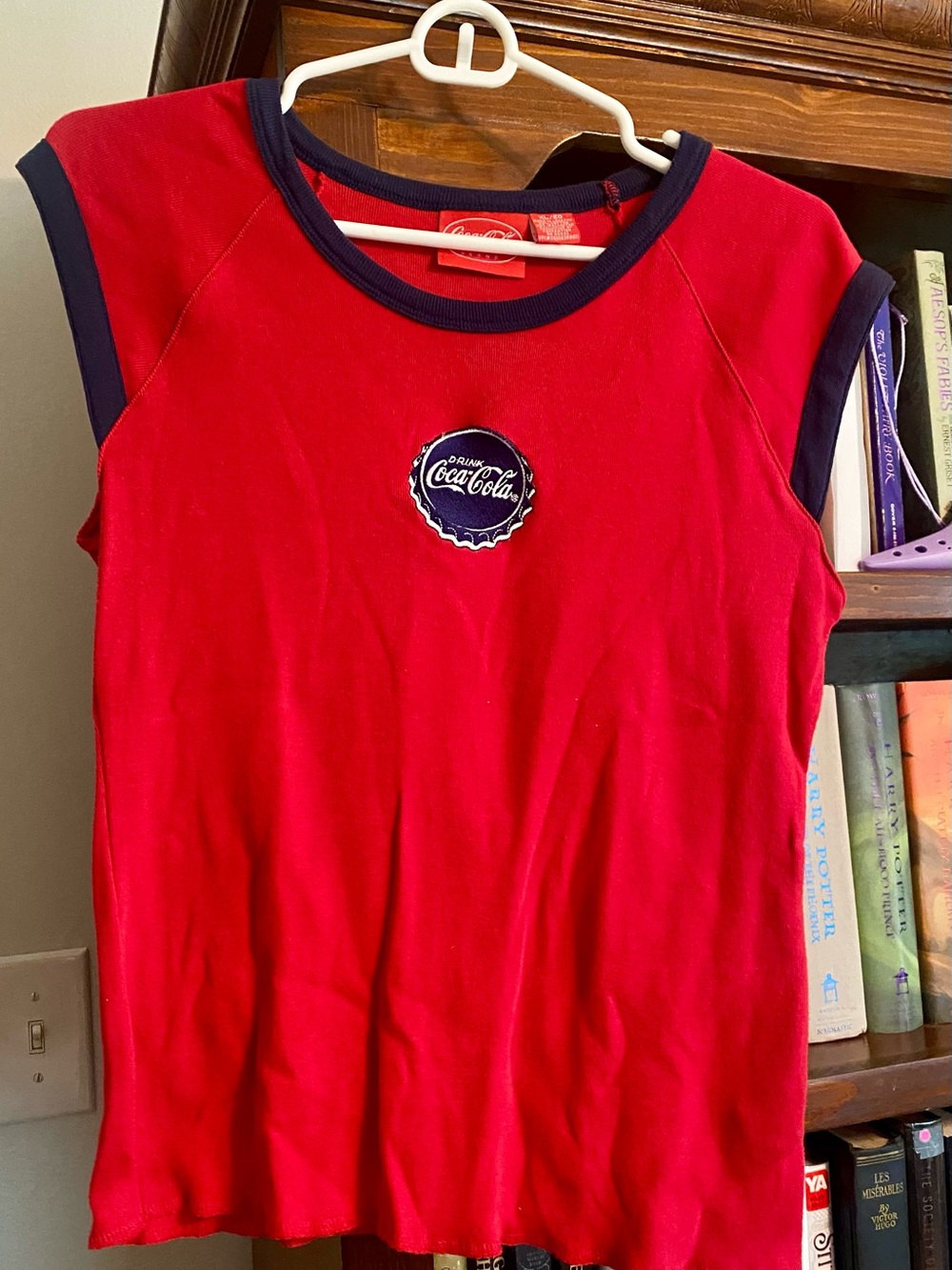 Coca Cola Red Tank Top with Navy Trim and Bottle Cap Logo